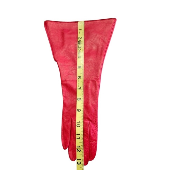 Fashion Women's Leather Gloves color red made in France Size EU 7.5 /US S NWOT - Picture 9 of 9